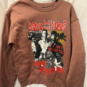 Boyz n the Hood Graphic Sweatshirt Brown Crewneck Pullover